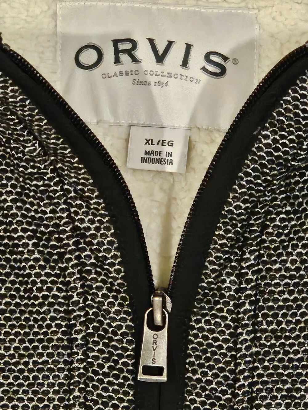 Orvis Men's Gray Sherpa-Lined Fleece 1/4 Zip Pullover - Size XL